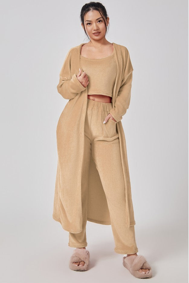 Cozy Three Piece Lounge Set – Warm Pajama & Matching Winter Outfit