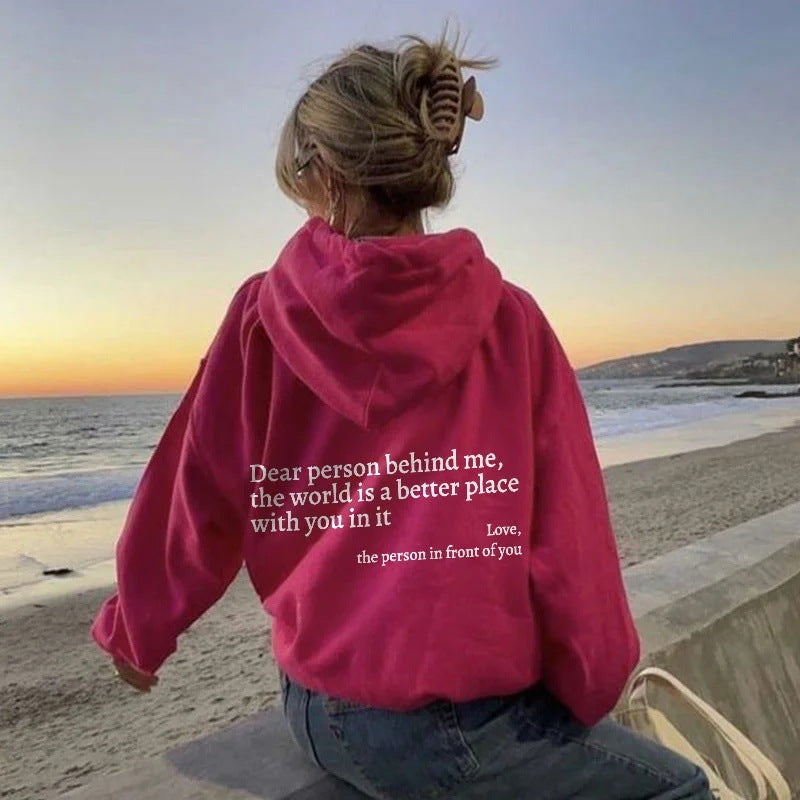 Dear Person Behind Me’ Plush Hoodie – Cozy & Inspirational