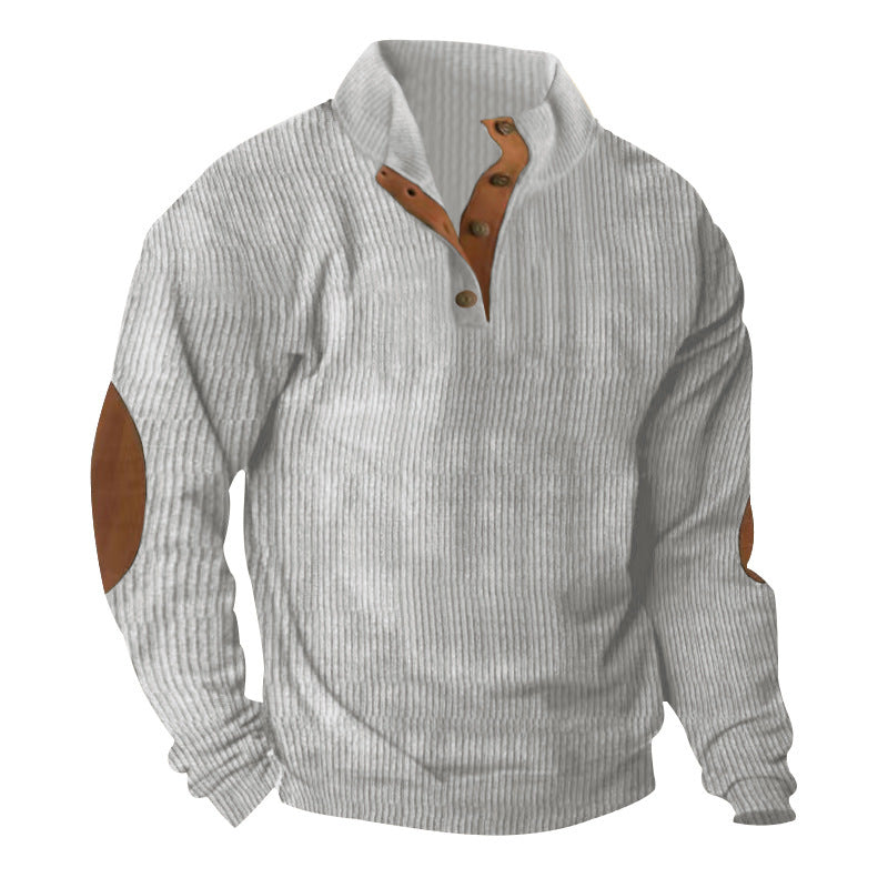 Corduroy Stand Collar Long-Sleeve Sweater – Casual & Comfy