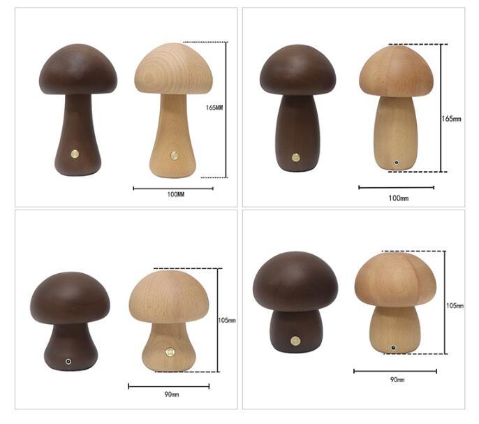 Cute Wooden Mushroom LED Night Light