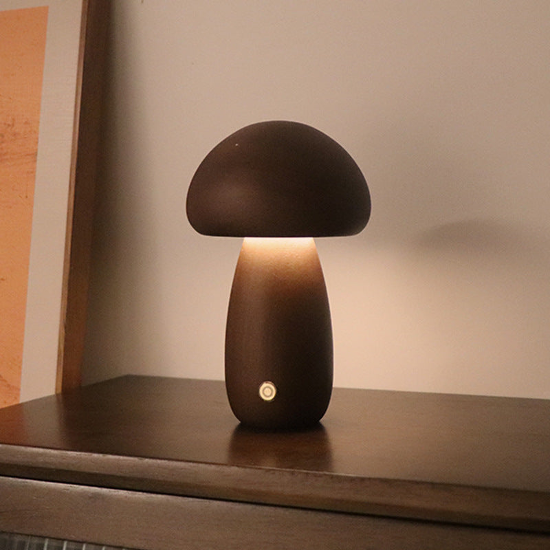 Cute Wooden Mushroom LED Night Light