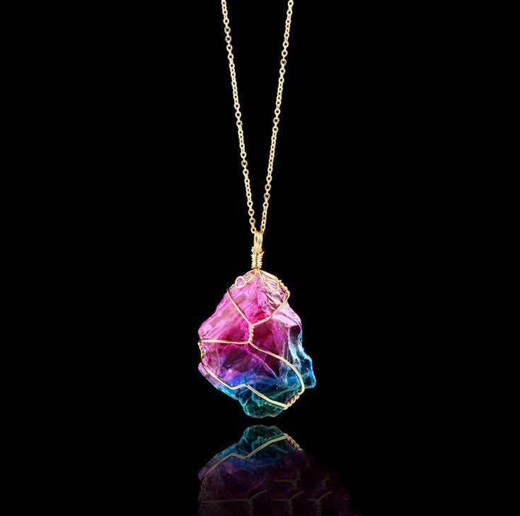 Seven Color Natural Stone Crystal Pendant – Stone Necklace