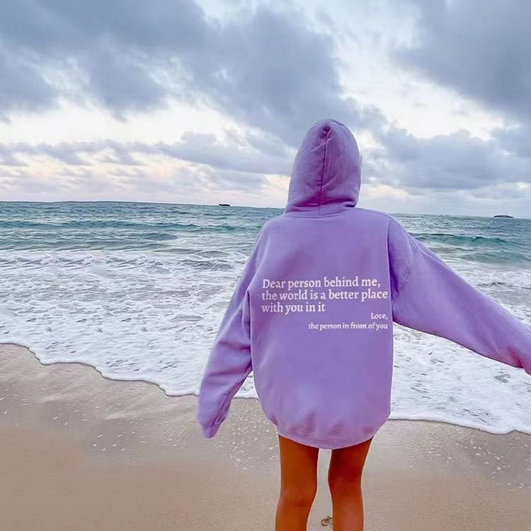 Dear Person Behind Me’ Plush Hoodie – Cozy & Inspirational