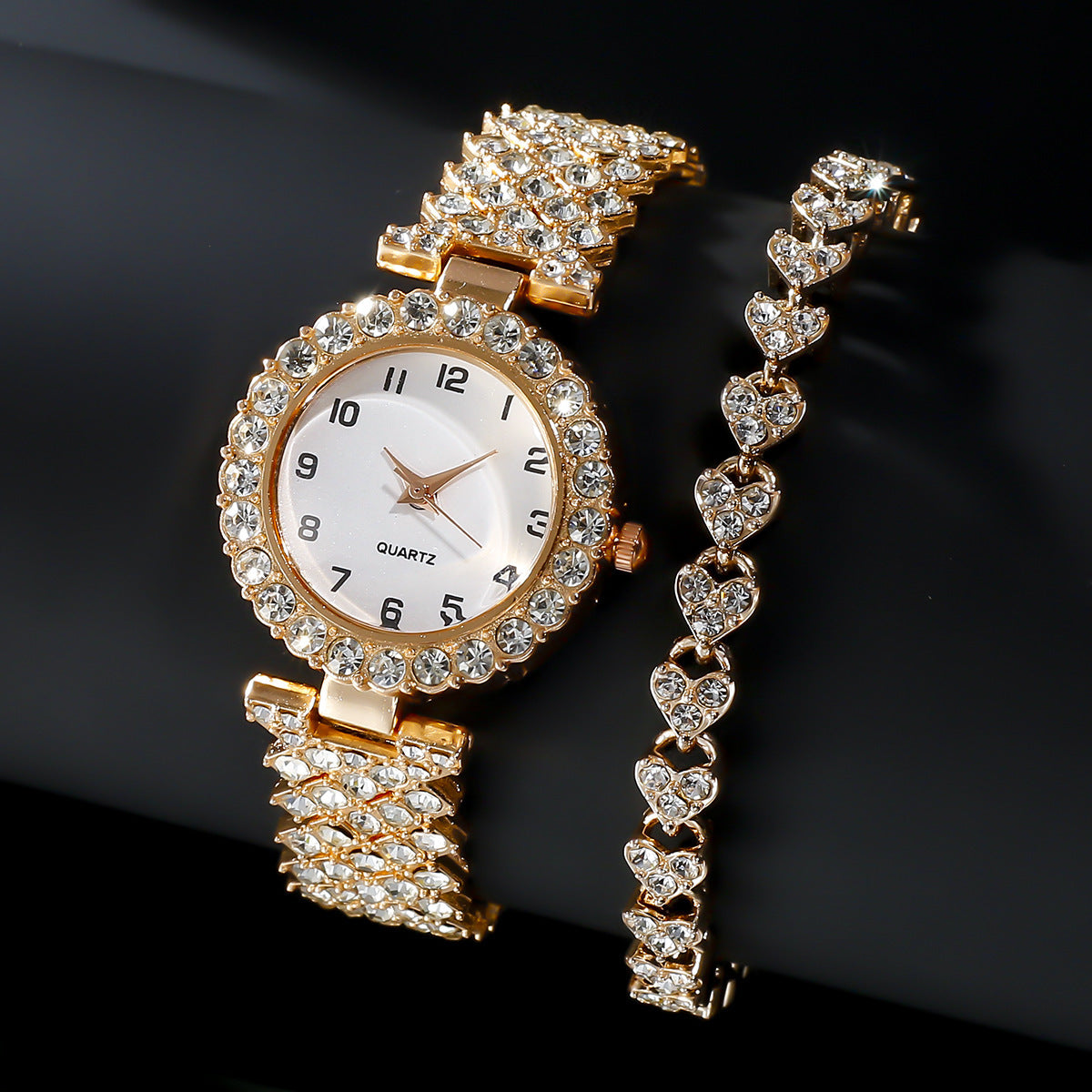 Luxury Silver Watch & Bracelet Set – Women's Quartz Gift