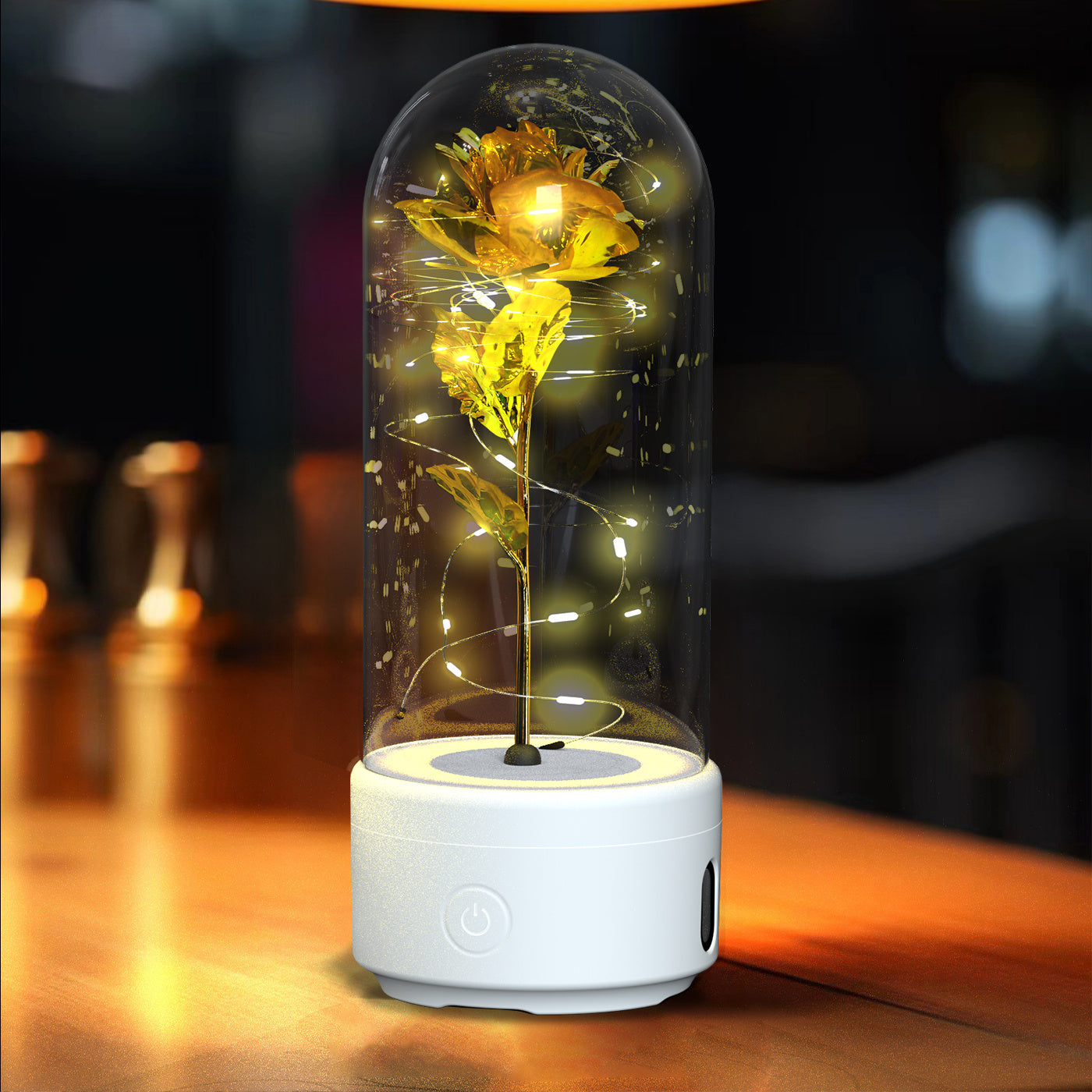 Two in One Rose LED Light & Bluetooth Speaker – Valentine’s Glass Gift